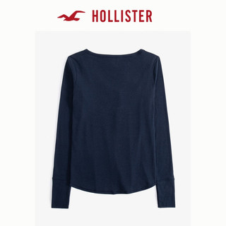 HOLLISTER24秋季新款辣妹美式修身纯色亨利长袖T恤 女 KI339-3870