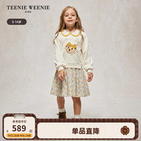 Teenie Weenie Kids小熊童装24秋女童刺绣翻领碎花拼接连衣裙 撞色 150cm