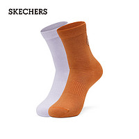 斯凯奇（Skechers）运动联盟系列经典中筒袜透气抗菌袜子L224U014 软木色/兰花紫色/041F S