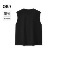 森马(Semir)背心男2024秋季潮流宽松针织印花无袖上衣宽肩 黑色90001 175/92A/L