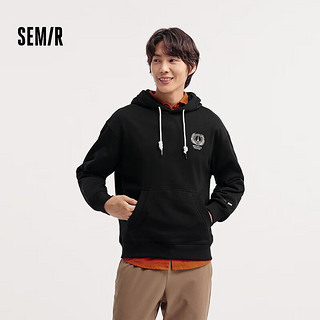 森马（Semir）梅花系列卫衣男2024冬季连帽装休闲风 黑色90001 160/80A/XS