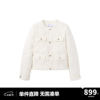 太平鸟女装2024年秋冬抽褶圆领羽绒服A1ACE4148 米白 M