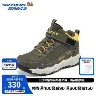 Skechers斯凯奇儿童雪地靴秋冬加绒保暖防滑耐磨男童防水运动靴子406447L 白色/粉色/黄色/TPYL 32码