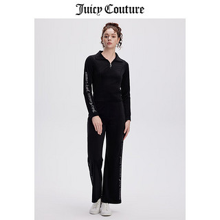 JUICY COUTURE2024秋季LOGO烫钻辣妹风气质休闲天鹅绒直筒裤女 玫红-S XS