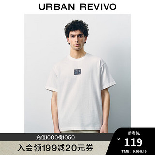 URBAN REVIVO UR2024夏季男装时尚简约艺术感贴布绣宽松T恤衫UMF440061 本白 S