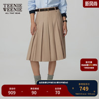 Teenie Weenie小熊秋季新款气质中长百褶裙优雅时髦裙高智感裙子女