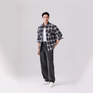 Levi's【商场同款】李维斯24秋季新品男士翻领休闲格纹衬衫001XM
