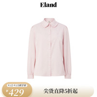 ELAND衣恋衬衫女甜美荷叶边娃娃领微泡泡袖修身上衣2024秋季 粉色(25)Pink S/160