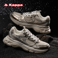 KAPPA卡帕男鞋秋季运动鞋子男透气轻便跑步鞋网面厚底百搭休闲鞋 仙人掌棕/温润灰 43