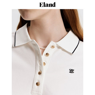 ELAND衣恋学院风短款poloT恤女美式休闲H型上衣2024夏季 深灰色(17)D/Grey S/160