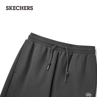 斯凯奇（Skechers）女款针织长裤2024年秋季休闲微喇裤L324W055 牡蛎黑/02KY L