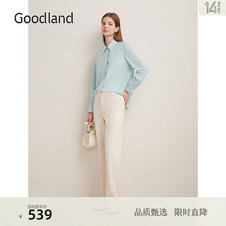 音儿（YINER）Goodland美地2024秋季高支密纺百搭衬衫水蓝色上衣 浅蓝 44