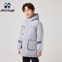 allo&lugh阿路和如童装男童保暖中长款羽绒服中大童儿童潮拜年服红色 浅灰色 110cm