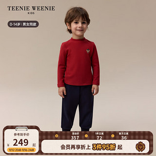 Teenie Weenie Kids小熊童装24秋冬男女童宝半高领素色长袖T恤 红色 160cm