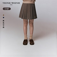 Teenie Weenie Kids小熊童装24秋女童格纹经典刺绣百褶半身裙 灰色 130cm