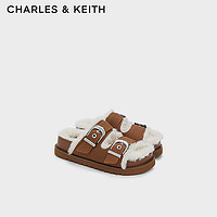 CHARLES&KEITH24冬新品平底加绒毛毛拖勃肯拖鞋子女鞋CK1-701079-1