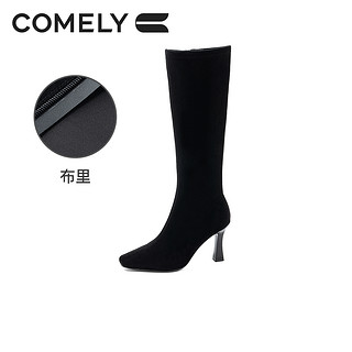 88VIP：COMELY 康莉 商场新款细高跟弹力靴女2024冬季尖头骑士靴显瘦长筒靴不过膝