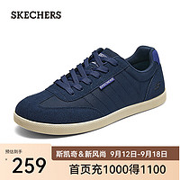 SKECHERS 斯凯奇 男鞋夏季2024商务休闲鞋户外复古德训鞋低帮鞋 海军蓝色/NVY 41.5