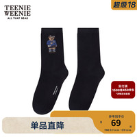 Teenie Weenie小熊2024年早秋提花中筒袜多巴胺穿搭袜时髦 藏青色 FRE