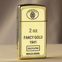 ZIPPO之宝煤油打火机窄纤巧窄机 五面精雕 纤巧机型男女 小金砖 单机