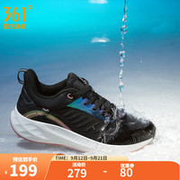 361度女鞋运动鞋【雨屏6】防泼水防滑缓震女常规跑鞋 曜石黑/羽毛白 37