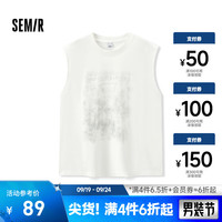 森马(Semir)背心男2024秋季潮流宽松针织印花无袖上衣宽肩 漂白10001 180/96A/XL