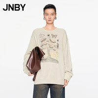 JNBY江南布衣24秋卫衣女轻户外印花宽松套头U型领5O8416000 123/乳白色 L