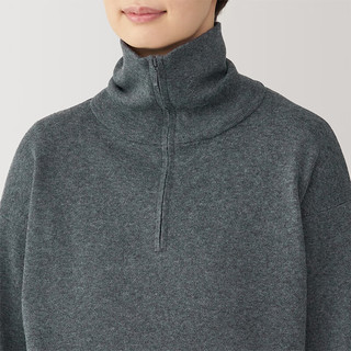 無印良品 MUJI（無印良品 ）女式 水洗米兰诺罗纹针织 半拉链毛衣 长袖女款冬季女装针织衫 深灰色 L (165/88A)