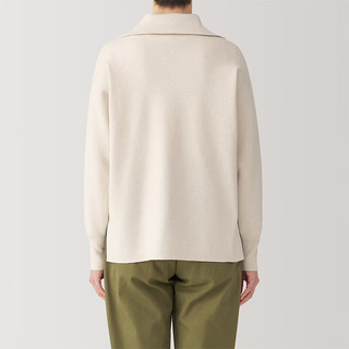 無印良品 MUJI（無印良品 ）女式 水洗米兰诺罗纹针织 半拉链毛衣 长袖女款冬季女装针织衫 米白色 S (155/80A)