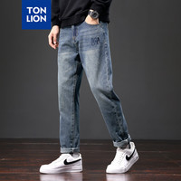 唐狮 TONLION男牛仔裤2024秋季新款百搭哈伦牛仔长裤WP