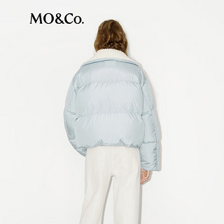 MO&Co.羽绒服2024冬90%鸭绒大翻领短款廓形外套MBD4EINT11 冰灰蓝色 M/165