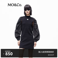 MO&Co.连衣裙春秋UPF40+防晒抽绳坎肩小高领针织裙两件套摩安珂