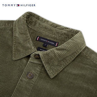 TOMMY HILFIGER24秋冬男装纯棉灯芯绒复古贴袋宽松衬衫外套MW0MW36855 军绿色RBN M