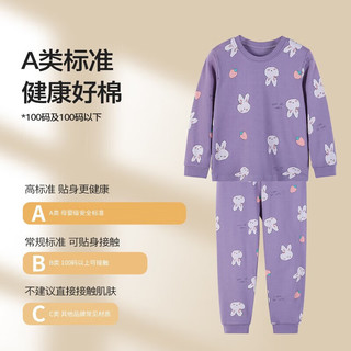 Classic TeddyClassicTeddy精典泰迪男女童家居服儿童睡衣中小童装春秋季套装春 甜酷小兔乌梅紫 110