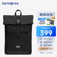 新秀丽(Samsonite)电脑包双肩包14.1英寸男女笔记本背包翻盖时尚旅行包大容量书包