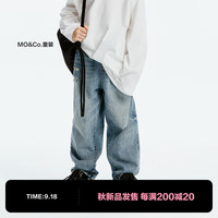 little MO&Co.REEBOK联名系列 little moco童装男女童破洞直筒纯棉牛仔裤 牛仔蓝色 120/53