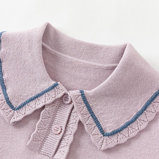 戴维贝拉（DAVE＆BELLA）学院风女童半裙套装小童针织上衣百褶裙两件套秋装儿童衣服 紫色 120cm（身高110-120cm）