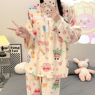 婧麒月子服春秋哺乳产后空调服喂奶夏季家居服睡衣套装 卡乐比Jsy148373 M