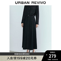 UR2024秋冬女装经典复古撞色明线长袖牛仔衬衫UWG840250 蓝色 XL