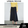 UR2024秋冬新款女装复古港风双腰带中长款牛仔半裙UWG840251