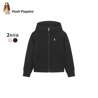 暇步士（Hush Puppies）童装儿童女大童2024年秋季女童时尚气质针织外套 钻石黑 130cm