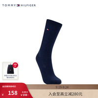 TOMMY HILFIGER24秋冬女装含羊毛混纺简约绣标中筒休闲袜子TS000940 藏青色416 OS