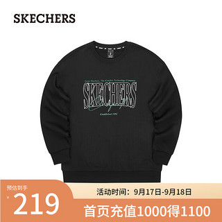 斯凯奇（Skechers）2024秋男女圆领宽松百搭舒适L324U059 碳黑 XXXL