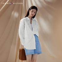 TOMMY HILFIGER【柔软纯棉】24秋冬男商务休闲正装条纹长袖衬衫78JA910 【条纹绣标衬衫】-深灰白条纹7I3 S（：120-135斤）