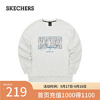 斯凯奇（Skechers）2024秋男女圆领宽松百搭舒适L324U059 浅白花灰/0248 M