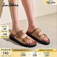 SAM EDELMAN2024春季休闲拼接复古松糕厚底增高勃肯鞋一字拖鞋女鞋HAYES 棕色 35.5