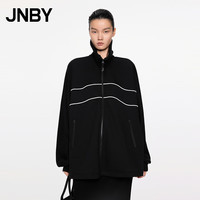 江南布衣 JNBY24秋卫衣宽松开襟翻领 5O9416010 001/本黑 S