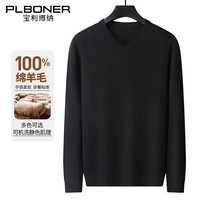 宝利博纳 Paul Bonna 男士羊毛衫 V领保暖针织衫 100074624896