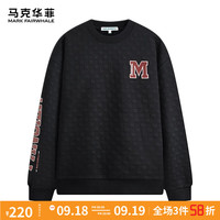 马克华菲【加绒加厚】圆领卫衣男士24秋冬新款潮流印花肌理感长袖上衣套头