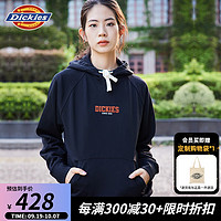 dickies后背印花休闲连帽毛圈美式卫衣宽松 男女简约百搭 DK0A87FE 黑色 L